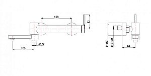 Смеситель для ванны BelBagno ETNA ETN-VASM-IN сатин купить в интернет-магазине сантехники Sanbest