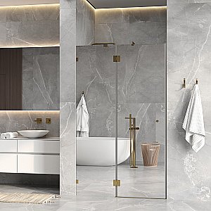 Душевая дверь WasserKRAFT Ems 76H 121 профиль золото/стекло зеркальное купить в интернет-магазине Sanbest