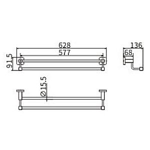 Полотенцедержатель CeramaLux Quadro 61909 хром купить в интернет-магазине сантехники Sanbest