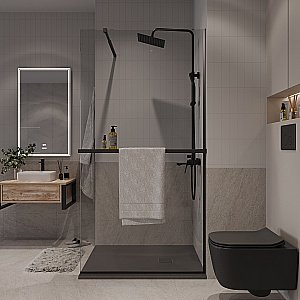 Душевое ограждение Niagara Nova NG-670-10ВLACK 100 прозрачное/профиль черный матовый купить в интернет-магазине Sanbest