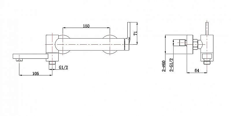Смеситель для ванны BelBagno ETNA ETN-VASM-IN сатин купить в интернет-магазине сантехники Sanbest