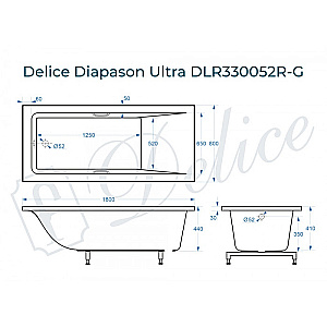 Ванна с узким бортом Delice Diapason DLR330052R-G 180х80 белая/ручки хром купить в интернет-магазине Sanbest