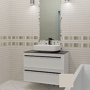 Тумба с раковиной La Fenice Elba Twin 80 бежевая матовая/столешница черная для ванной в интернет-магазине Sanbest