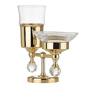 Держатель со стаканом и мыльницей Migliore Amerida ML.AMR-60.410.DO золото/swarovski купить в интернет-магазине сантехники Sanbest