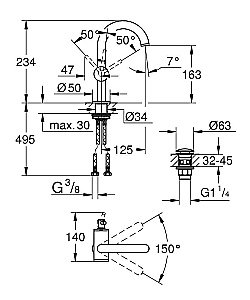 Смеситель для раковины Grohe Atrio New 32043003 хром купить в интернет-магазине сантехники Sanbest