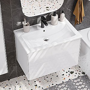 Тумба с раковиной Акватон Сохо 60 белая глянцевая для ванной в интернет-магазине Sanbest