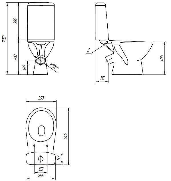 Унитаз Cersanit Just S-MK-JUST 030/031 с бачком купить в интернет-магазине Sanbest