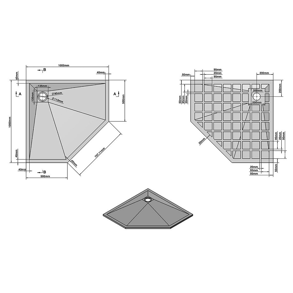 Душевой поддон Vincea VST-4SP1010A 100x100 антрацит купить в интернет-магазине Sanbest