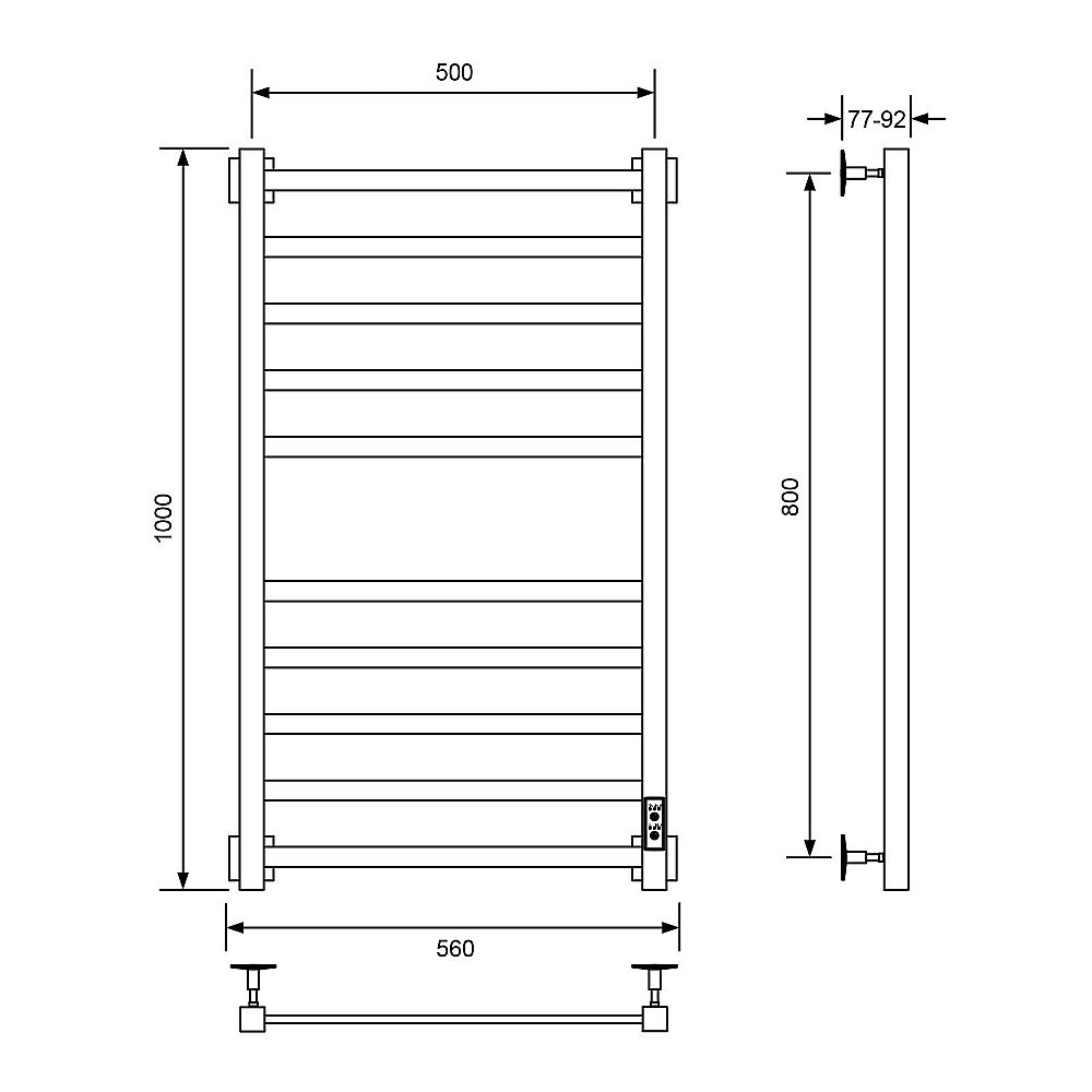 Полотенцесушитель электрический Veconi Barro-A B10050B-A черный купить в интернет-магазине сантехники Sanbest