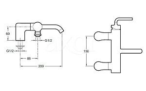 Смеситель для ванны Jacob Delafon PURIST E14500-4A-CP купить в интернет-магазине сантехники Sanbest