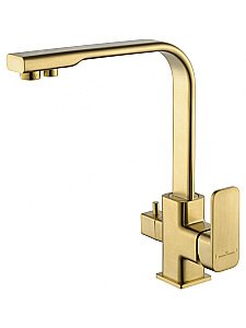 Смеситель для кухни c подключением фильтра WONZON & WOGHAND, Брашированное золото (WW-88458004-BG) купить в интернет-магазине сантехники Sanbest