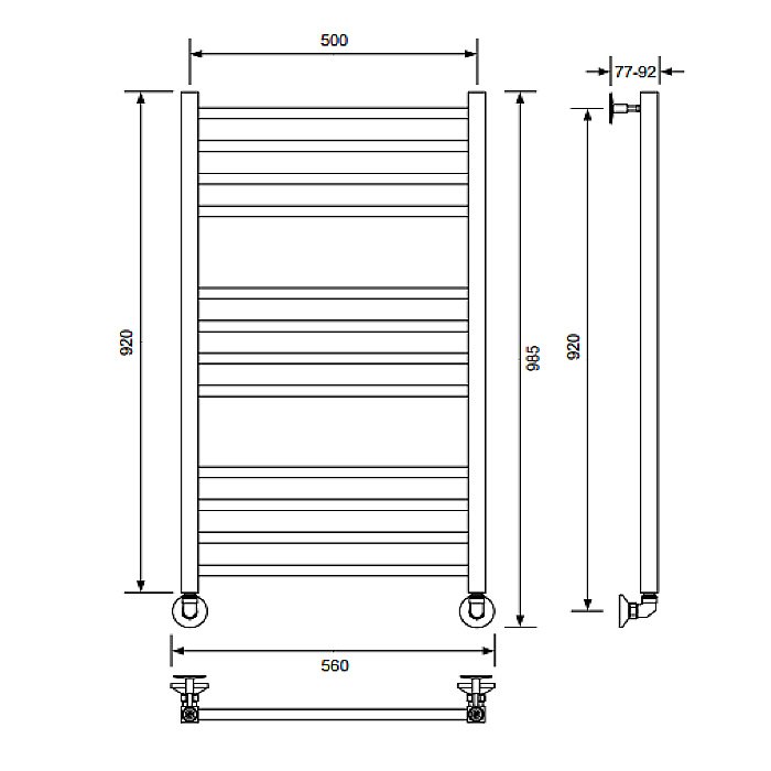 Полотенцесушитель водяной Veconi Vero-A V10050CH-A хром купить в интернет-магазине сантехники Sanbest