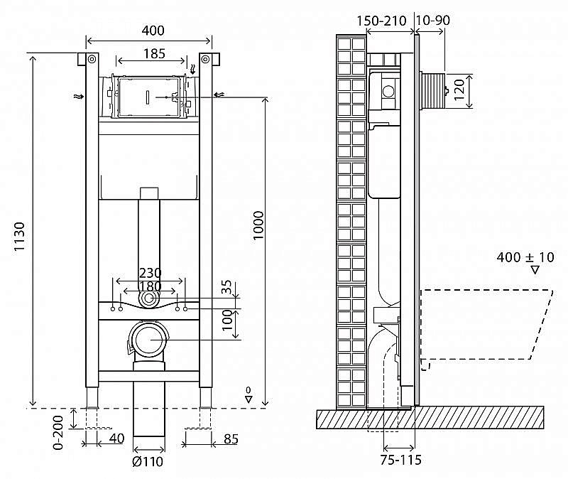 Унитаз подвесной BelBagno ONDA безободковый, с инсталляцией, с крышкой микролифт, белый/кнопка белая купить в интернет-магазине Sanbest