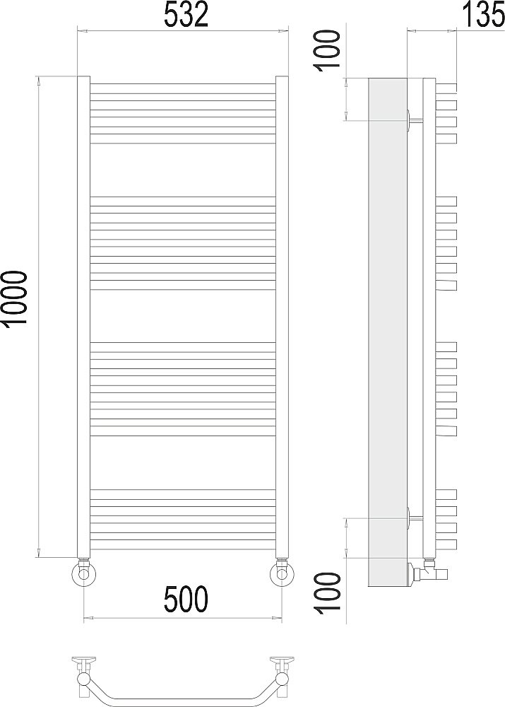 Полотенцесушитель водяной Terminus Виктория П20 500х1000 купить в интернет-магазине сантехники Sanbest