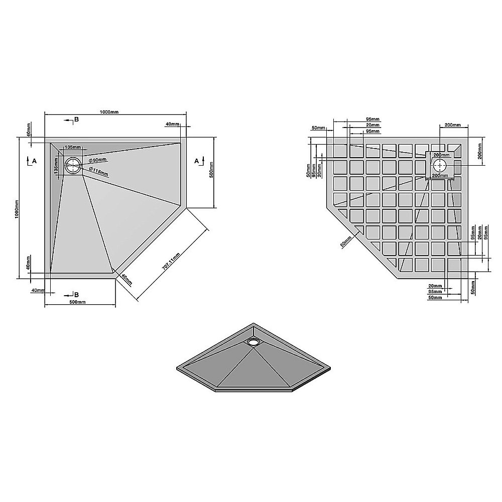 Душевой поддон Vincea VST-4SP1010A 100x100 антрацит купить в интернет-магазине Sanbest