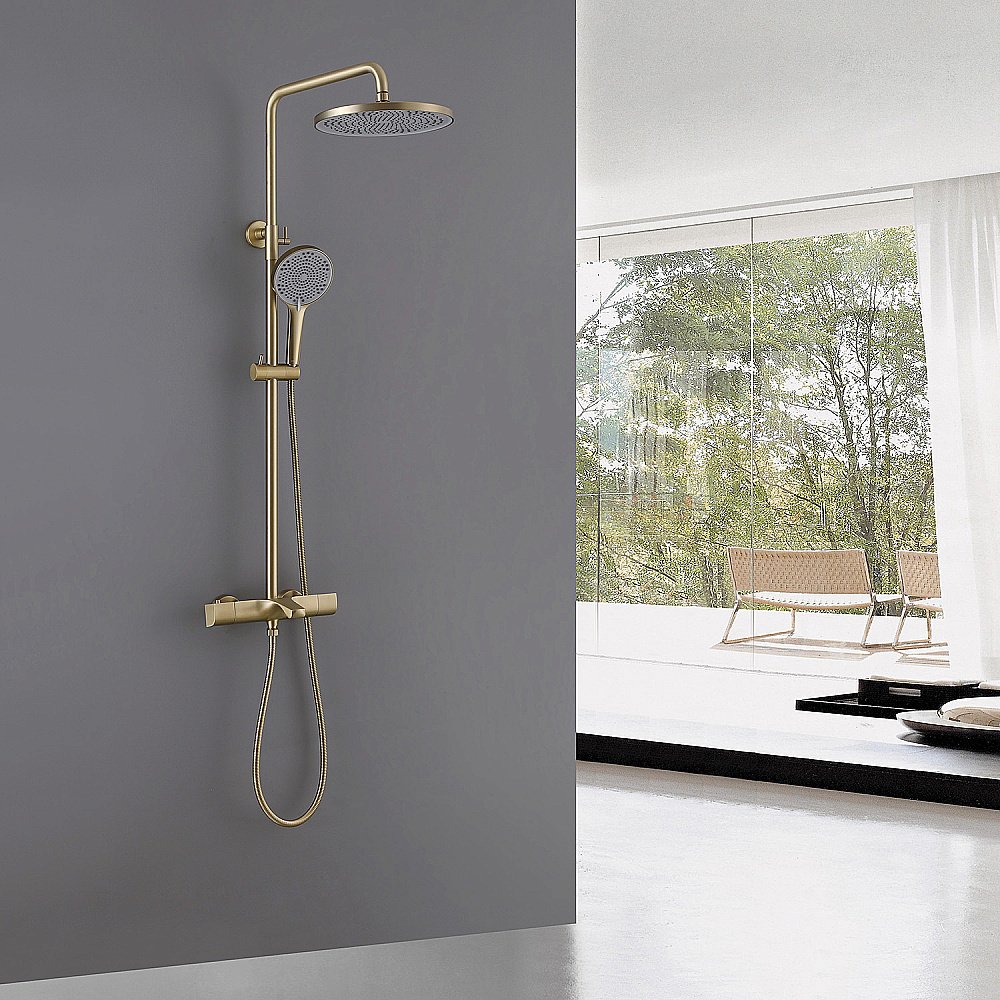 Душевая система ABBER Thermostat AF8516GL золото матовое купить в интернет-магазине сантехники Sanbest