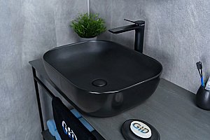 Раковина накладная Gid Geometrico 50 Bm1302 53348 черная матовая купить в интернет-магазине Sanbest