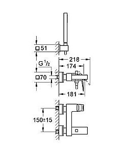 Смеситель для ванны Grohe Eurocube 23141 000 купить в интернет-магазине сантехники Sanbest