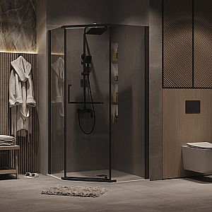 Душевой уголок Grossman Pragma 100х100 302.K33.03.1010.21.10 стекло тонированное/профиль черный матовый купить в интернет-магазине Sanbest