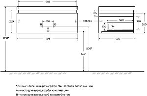 Тумба с раковиной Cezares Slider 80 SLIDER-800-1C-SO-NF черный фьюжн для ванной в интернет-магазине Sanbest