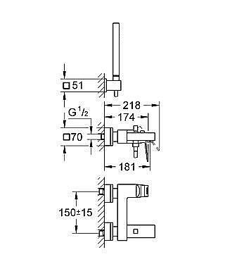 Смеситель для ванны Grohe Eurocube 23141 000 купить в интернет-магазине сантехники Sanbest