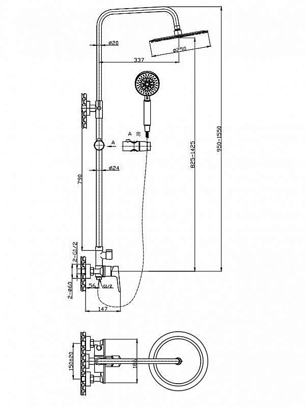 Душевая система BelBagno ANCONA-DOCM-CRM купить в интернет-магазине сантехники Sanbest