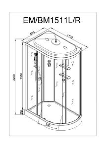 Душевая кабина Deto ЕМ1511 N 110х80 купить в интернет-магазине Sanbest