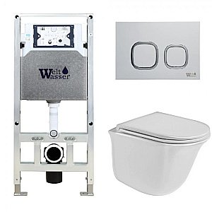 Унитаз с инсталляцией WeltWasser AMBERG 506 ST + TELBACH 004 GL-WT + AMBERG RD-MT CR купить в интернет-магазине Sanbest