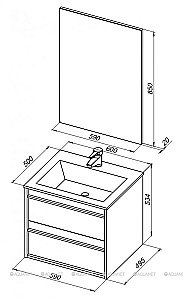 Тумба с раковиной Aquanet Lino 60 белый матовый для ванной в интернет-магазине Sanbest