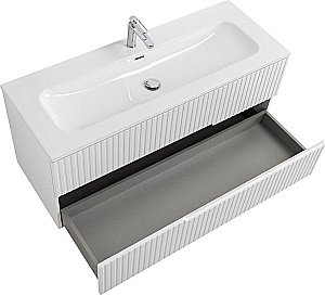 Тумба с раковиной Cezares DUET-N 120 DUET-N-1200-2C-SO-BL белая глянцевая для ванной в интернет-магазине Sanbest