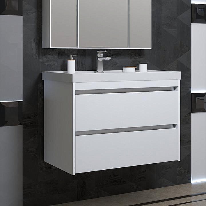 Тумба с раковиной Опадирис Фреш 80 белая для ванной в интернет-магазине Sanbest