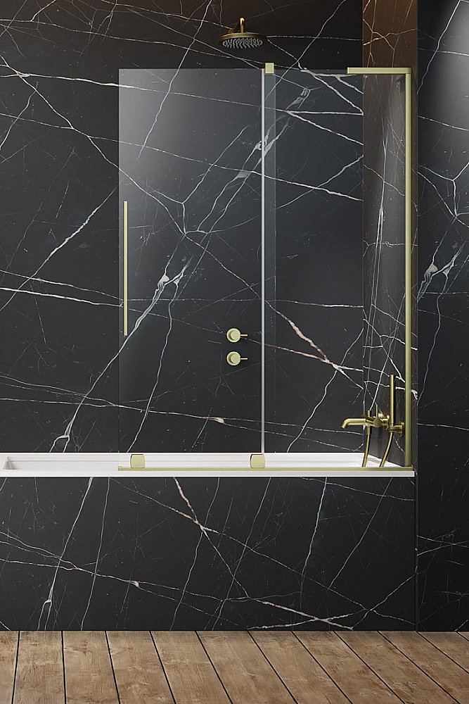 Шторка для ванны Radaway Furo SL Brushed Gold PND II 120 стекло прозрачное/профиль брашированное золото купить в интернет-магазине Sanbest