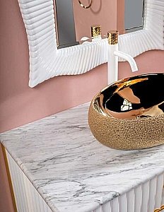 Тумба с раковиной Armadi Art Monaco 100 со столешницей белая с золотом для ванной в интернет-магазине Sanbest