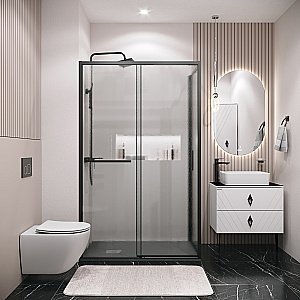 Душевой уголок Grossman Style 120.K33.05.1180.21.02 110x80 стекло шиншилла/профиль черный матовый купить в интернет-магазине Sanbest