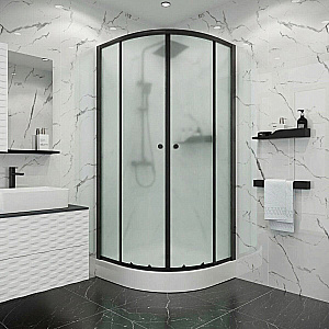 Душевой уголок с поддоном Niagara Eco NG-003-14MT 80х80 профиль черный матовый/стекло матовое купить в интернет-магазине Sanbest