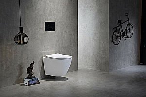 Унитаз подвесной CeramaLux TR2196 белый, безободковый, с крышкой микролифт, слив торнадо купить в интернет-магазине Sanbest