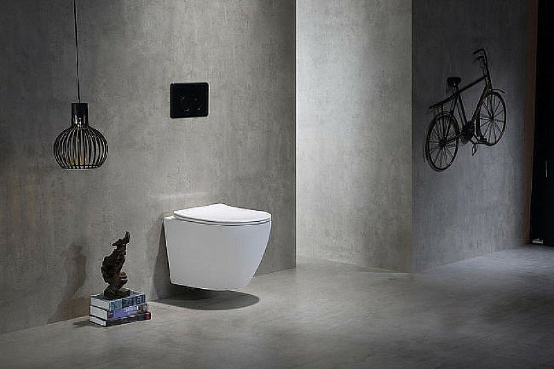 Унитаз подвесной CeramaLux TR2196 белый, безободковый, с крышкой микролифт, слив торнадо купить в интернет-магазине Sanbest