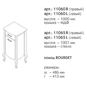 Комод Caprigo Bourget 11060L Зеленый для ванной в интернет-магазине сантехники Sanbest