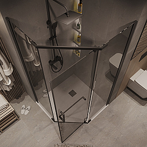 Душевой уголок Grossman Pragma 100х100 302.K33.03.1010.21.10 стекло тонированное/профиль черный матовый купить в интернет-магазине Sanbest