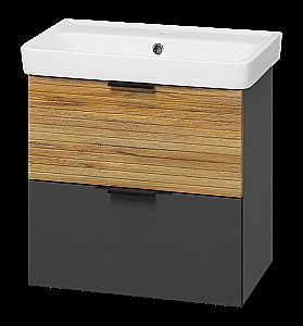 Тумба с раковиной Misty Форест - 60 Э-Фор-09060-0219-2Я светлое дерево/серый для ванной в интернет-магазине Sanbest