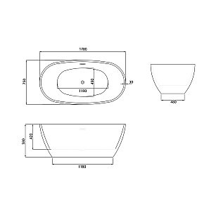 Ванна акриловая Grossman Fly GR-1104MBB 170х75 черная матовая купить в интернет-магазине Sanbest