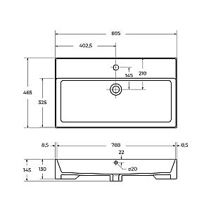 Тумба с раковиной Cezares Molveno 46 80 Ossido для ванной в интернет-магазине Sanbest