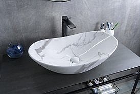 Раковина накладная Gid Lago 61 Mnc811C 54478 белый мрамор купить в интернет-магазине Sanbest