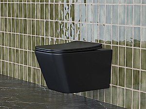 Унитаз подвесной Ceramica Nova METRIC Rimless CN3007MB безободковый, с крышкой микролифт, черный купить в интернет-магазине Sanbest