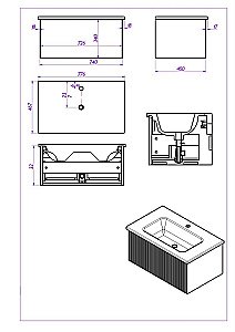 Тумба с раковиной La Fenice Terra 80 бежевая матовая для ванной в интернет-магазине Sanbest