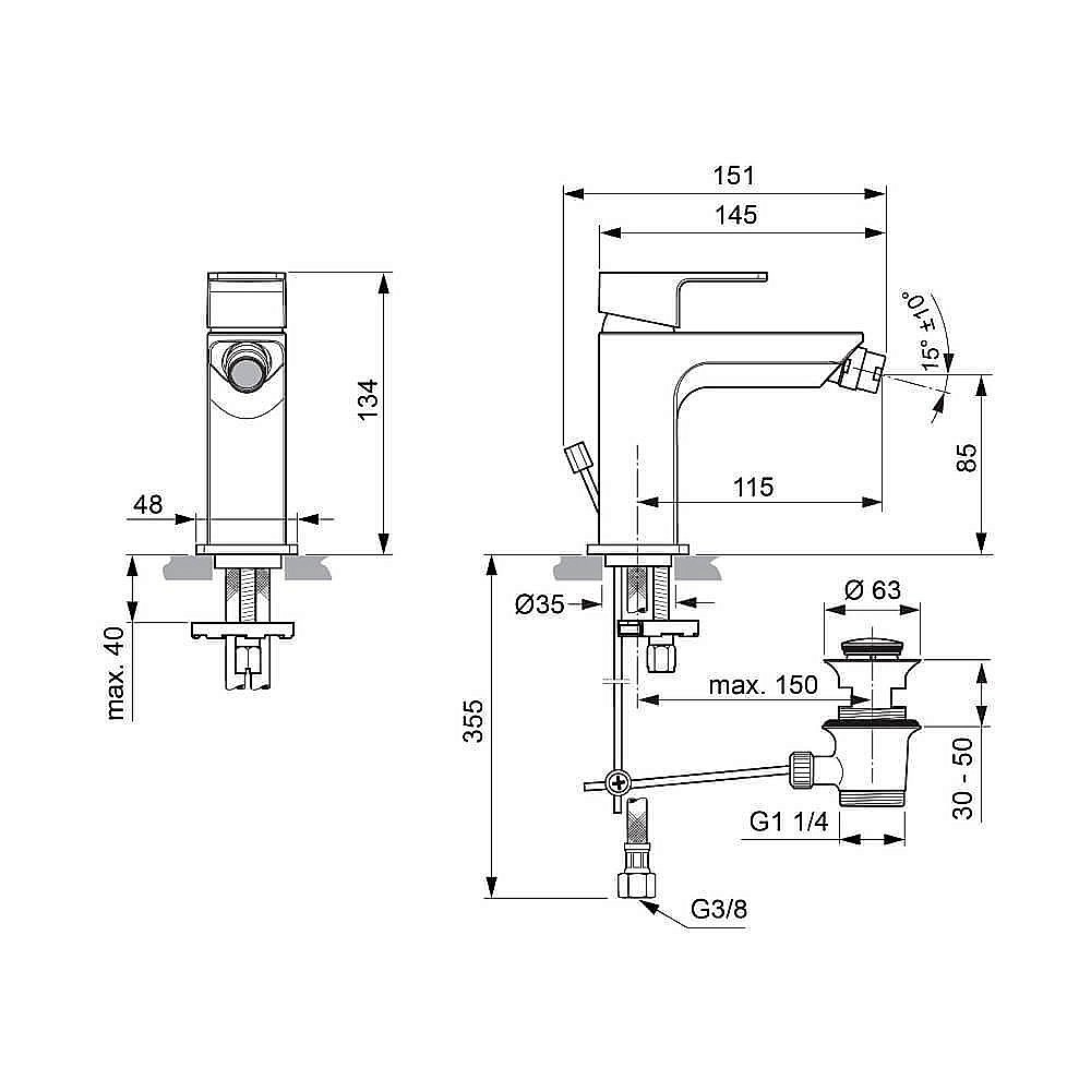 Смеситель для биде Ideal Standard Edge A7118AA купить в интернет-магазине сантехники Sanbest