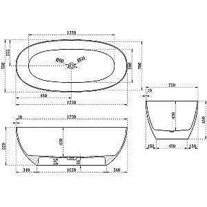 Ванна Vincea 170x75 VBT-6T01B черная купить в интернет-магазине Sanbest