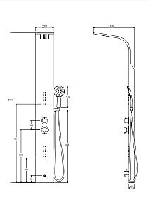 Душевая панель Taliente TA-G-S02C+s стальная/хром купить в интернет-магазине сантехники Sanbest
