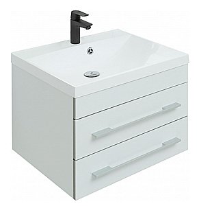 Тумба с раковиной Aquanet Верона 58/Aquanet Нота-58 подвесная 2 ящика белая глянцевая для ванной в интернет-магазине Sanbest