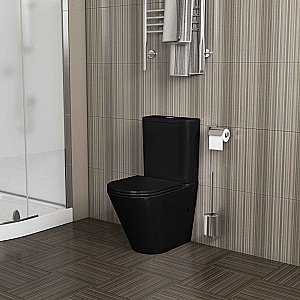 Унитаз Grossman TORNADO GR-4450BMSQ безободковый, с бачком, с крышкой микролифт, слив-торнадо, черный матовый купить в интернет-магазине Sanbest